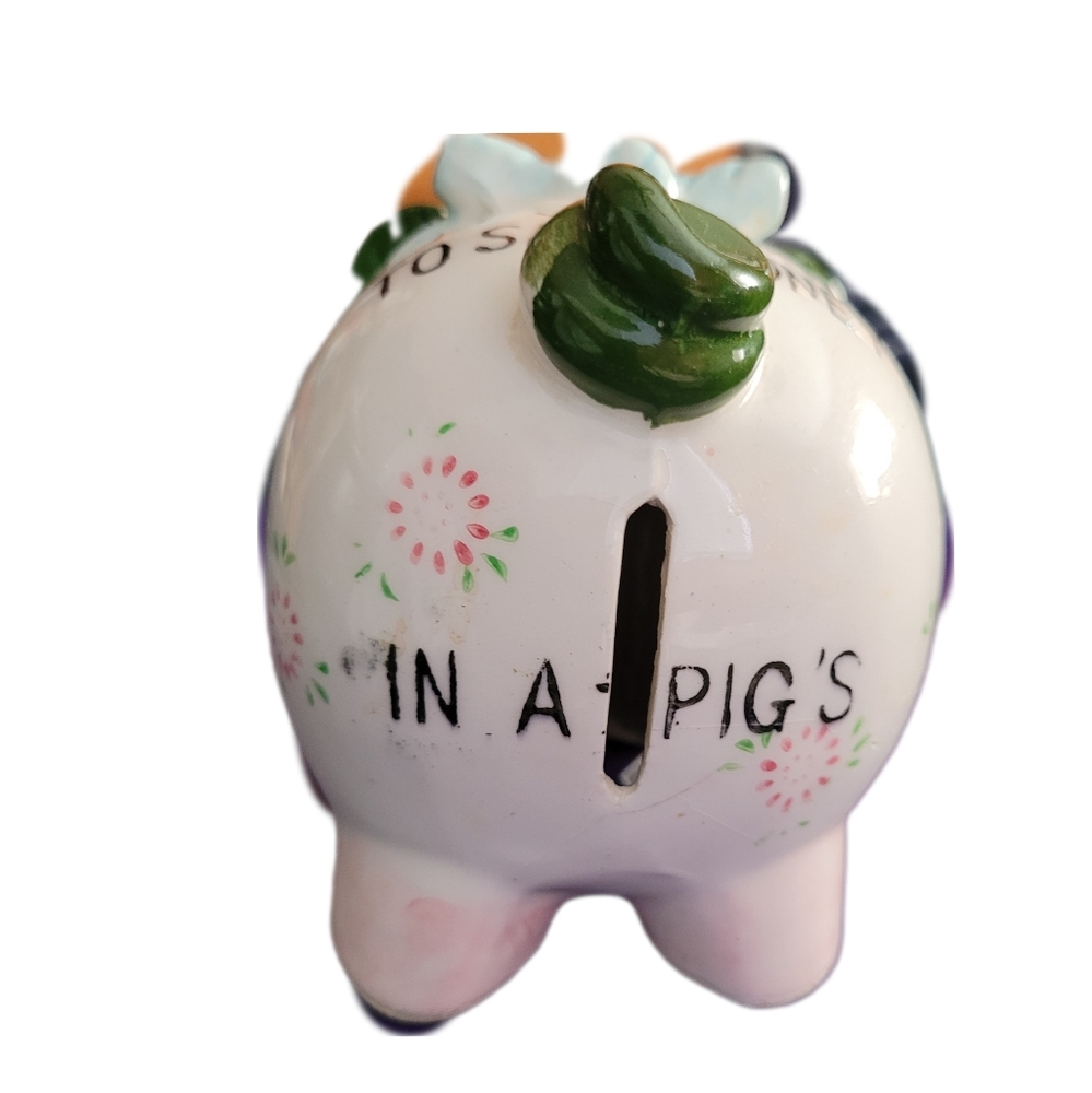 💞 1960s Piggy Bank - IT'S EASY TO SAVE MONEY IN A PIG'S.. Vintage Coin B - Picture 4 of 6